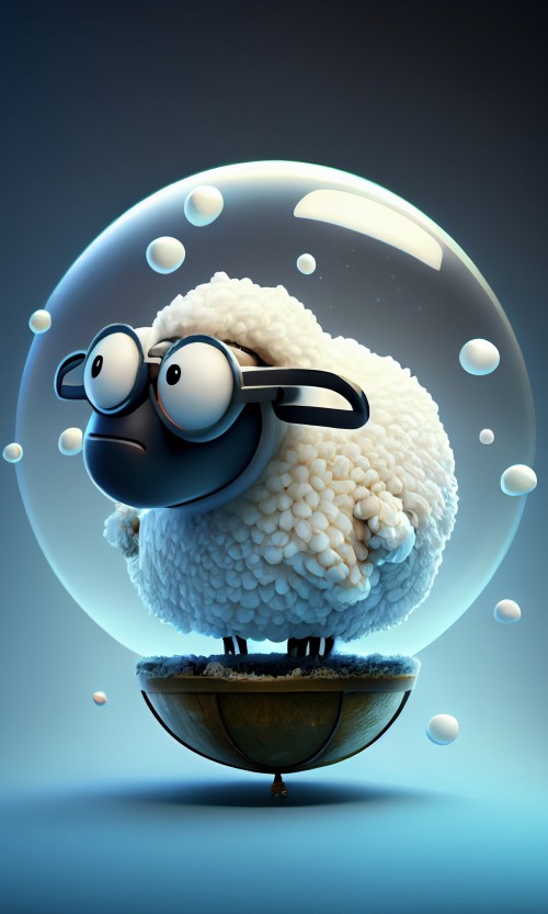 ichowck a 3d cartoon sheep wearing a monocle floating through s f8d8cd94 6c8a 43a6 a5c7 9e244ba41311