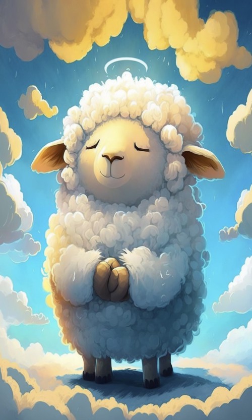 ichowck the sheep Prayer faith happy sky colored Cartoon art st 98a4f1bd c445 4a69 919c 9b18772a40a3