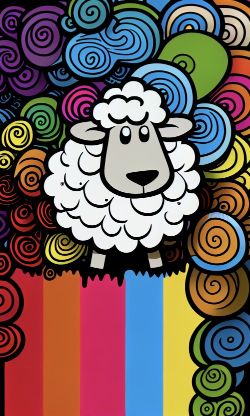 ichowck cartoon sheep abstract art Outline happy rainbow 082ca93c 2fda 4051 8d4a cf3c43fc764b