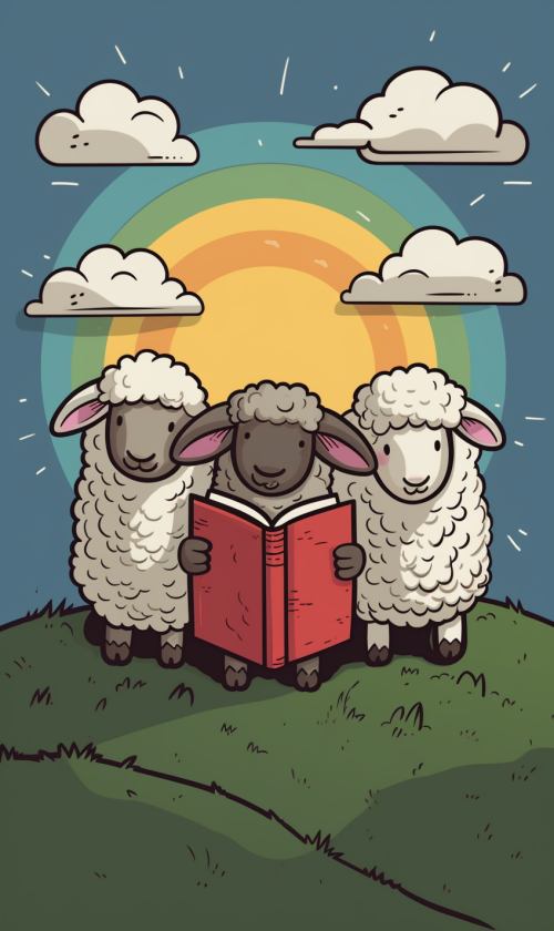ichowck three sheep read bible faith happy sky colored cartoon 52adb948 ded6 4c29 a0f0 e455fd200986