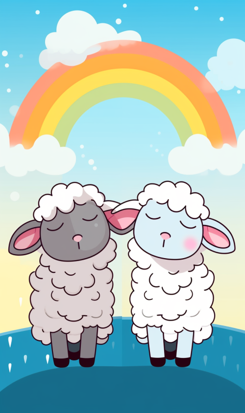 ichowck two sheep praying faith happy sky colored cartoon styl 815045fc f523 46a3 95e1 af124c36b6fe
