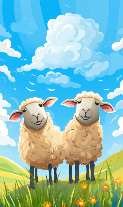 ichowck three sheep praying faith happy sky colored cartoon st ee63cba0 31b6 4ad7 ab9f c4dbf5e87e33