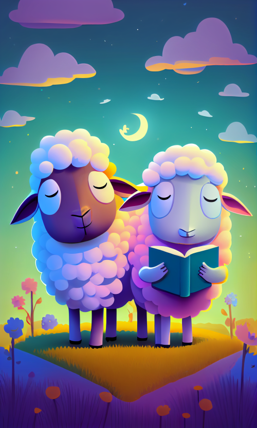ichowck two sheep read bible faith happy sky colored cartoon st 5ca920f6 e295 4bac a252 98d7d33c37de