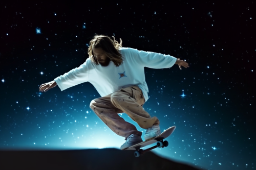 ichowck Jesus skateboarding at X Games on the moon with stars i 2b6164ed 06d1 419e ac1b 79973547858b