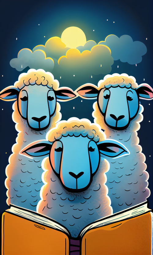 ichowck Three sheep read bible faith happy sky colored cartoon 366745a5 402c 493d b9ef ecbdfad1cc73