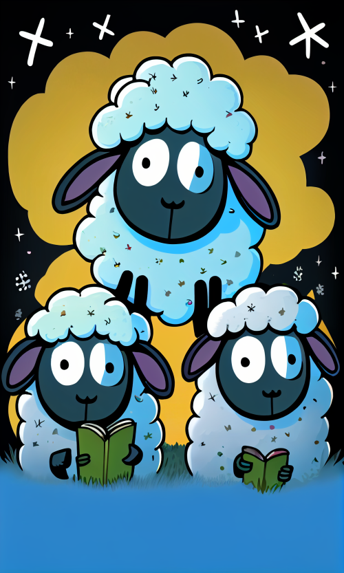 ichowck Three sheep read bible faith happy sky colored cartoon 09d96a60 dc90 482a b011 65ed724ac421