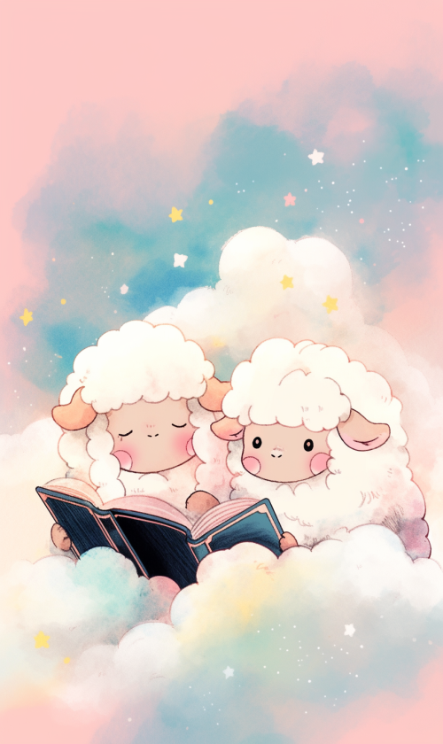 ichowck two sheep reading faith happy sky colored cartoon styl 8bda4467 d9a6 45bc a749 a62a0303a331