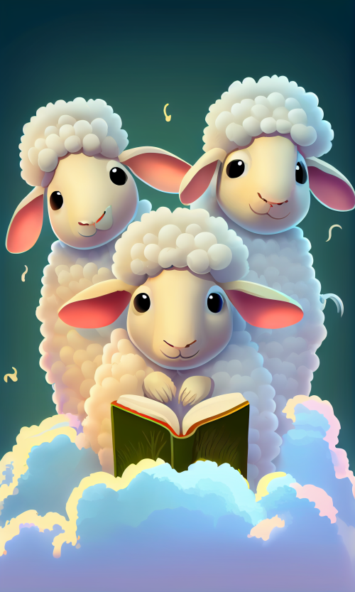 ichowck Three sheep read bible faith happy sky colored cartoon 8609d3a9 046d 45c7 aeae 582ffc5e05e2