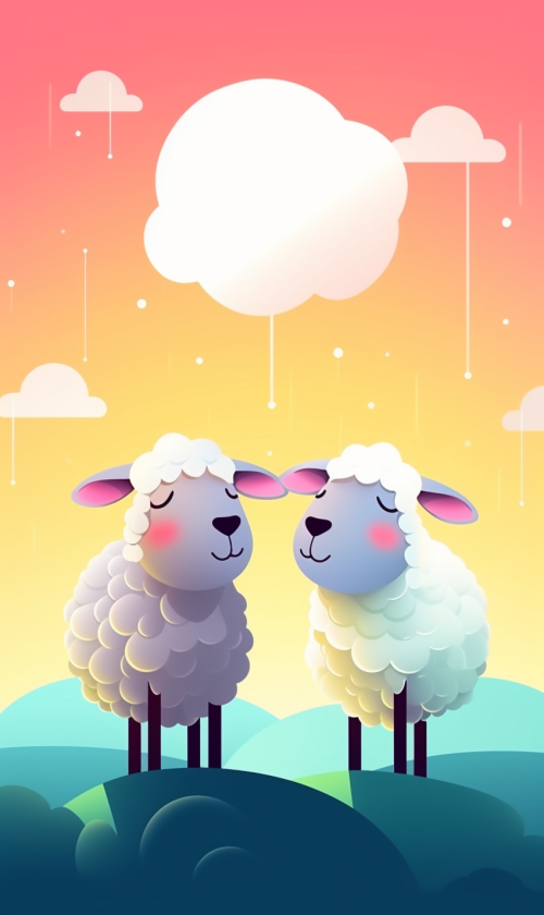 ichowck two sheep praying faith happy sky colored cartoon styl 5f59cb2b 1698 4e93 8dfe e794e80a3ba6