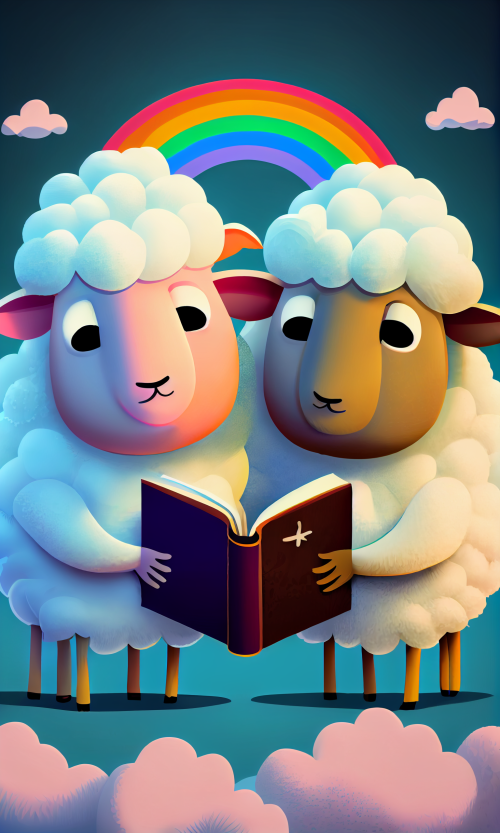 ichowck two sheep read bible faith happy sky colored cartoon st 7e8b0c4a 4a91 41df b7c7 85ee87f06e06