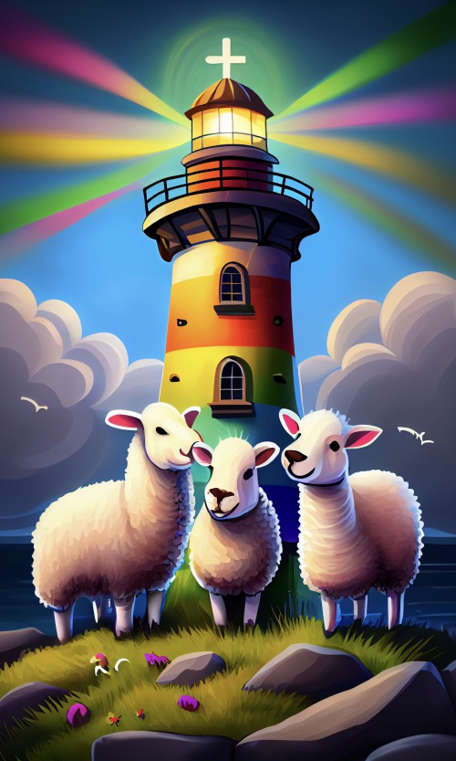 ichowck 3 sheep lighthouse cross at the top road Prayer faith h 5d46589b c59c 44b6 84e3 e6245f9884a8