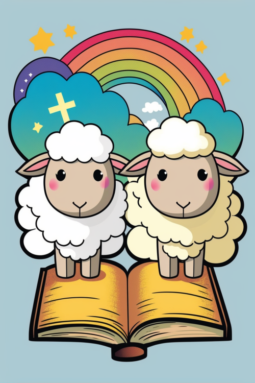 ichowck two sheep read bible faith happy sky colored cartoon st 2568d4ff 0470 42a9 abb6 22c3c78d6400