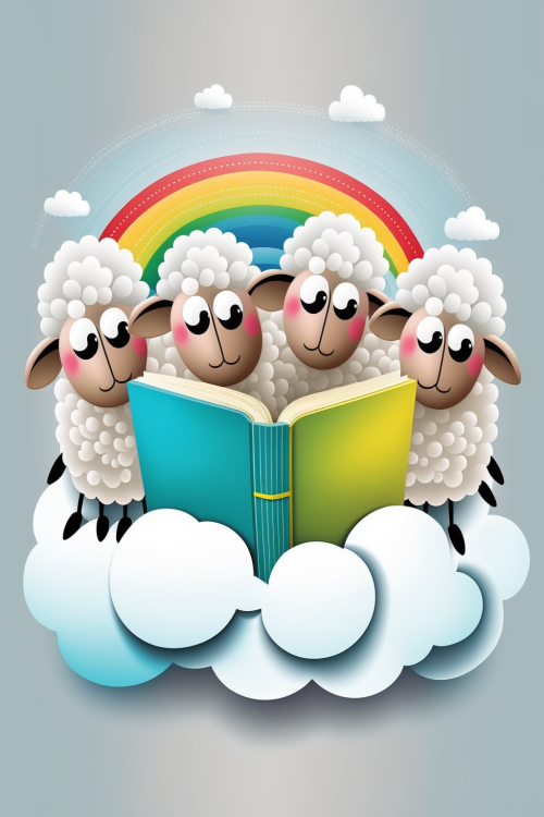 ichowck four sheep read bible faith happy sky colored cartoon s 40040d36 3cd5 4815 90f2 bc25248bbde8