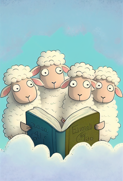 ichowck four sheep read bible faith happy sky colored cartoon s 21be9ecf f1a2 4f93 bdf9 602cca11f92e