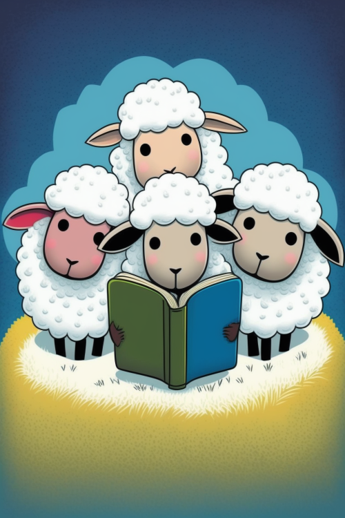 ichowck four sheep read bible faith happy sky colored cartoon s aa89f5ff 88aa 4c39 8726 396847d8c762