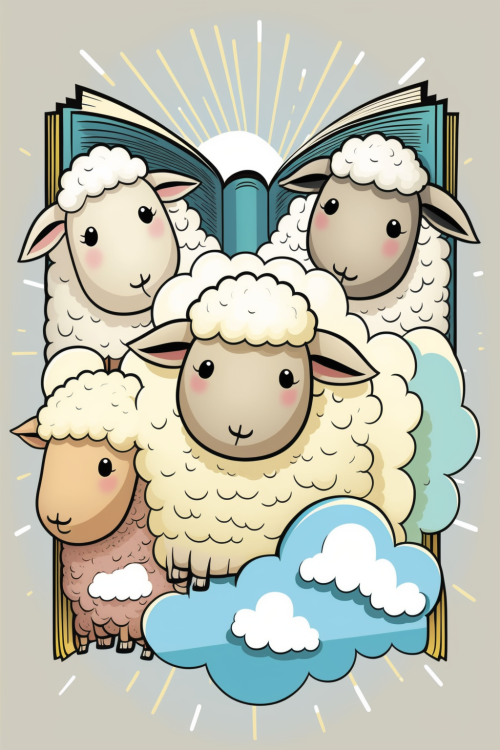 ichowck four sheep read bible faith happy sky colored cartoon s 93212219 e3c7 40ab a5ed 05f68b41167a