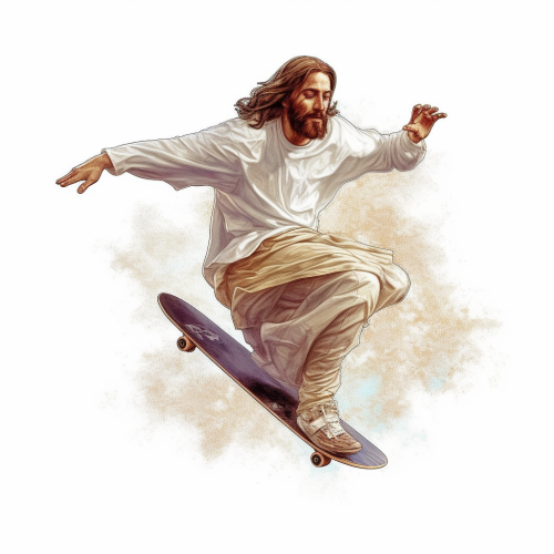 ichowck Jesus Christ character riding on a skateboard doing a k 440b3a8b d112 4e91 a7f7 d0d3e122c2c2