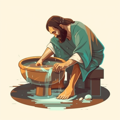 ichowck Generate an illustration style image of a foot washing 4018e9b6 a2bf 4e38 ab73 6f660292a631