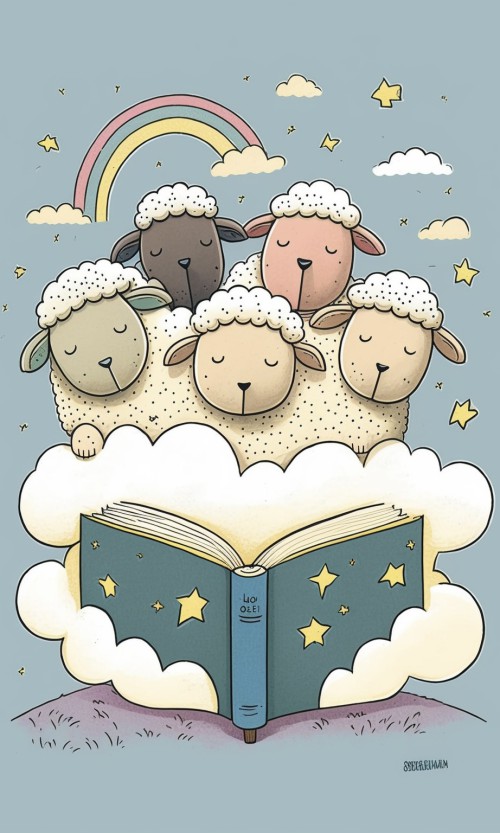 ichowck four sheep read bible faith happy sky colored cartoon s 359ca85c 0307 4e4a 8907 46c6ac50f545