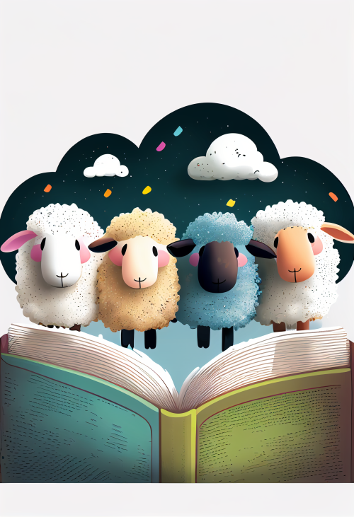 ichowck four sheep read bible faith happy sky colored cartoon s 97c0fe85 e95c 4897 8234 6a9918d69451