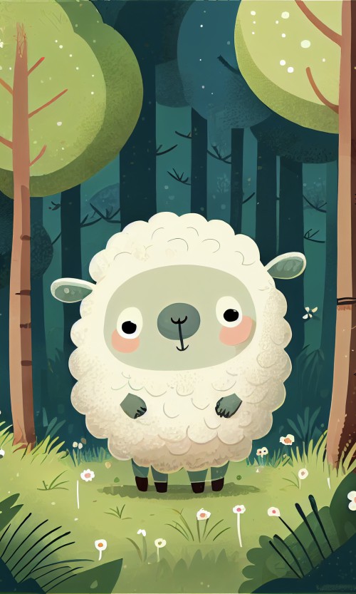 ichowck cute smiling sheep kids art forest background 9e9db58d dde2 4a8d ba04 a97b357c4c5c