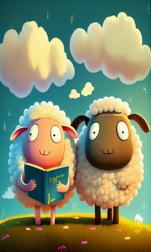 ichowck two sheep read bible faith happy sky colored cartoon st 81e13490 604f 4a6d 8458 ba04f231c160