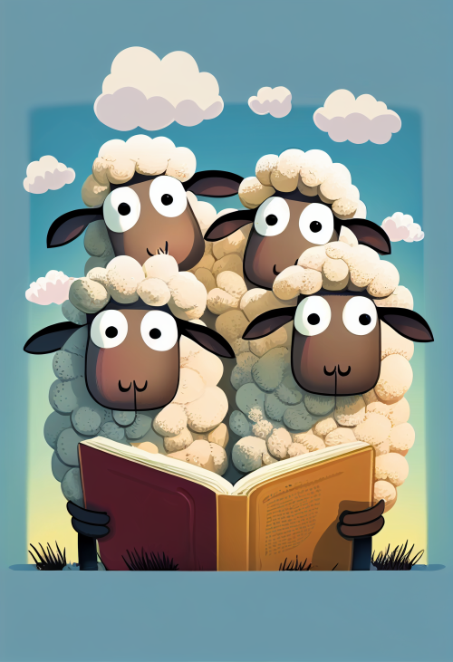 ichowck four sheep read bible faith happy sky colored cartoon s d3d4b0f2 c91a 471f 804b 5276ed04efa7