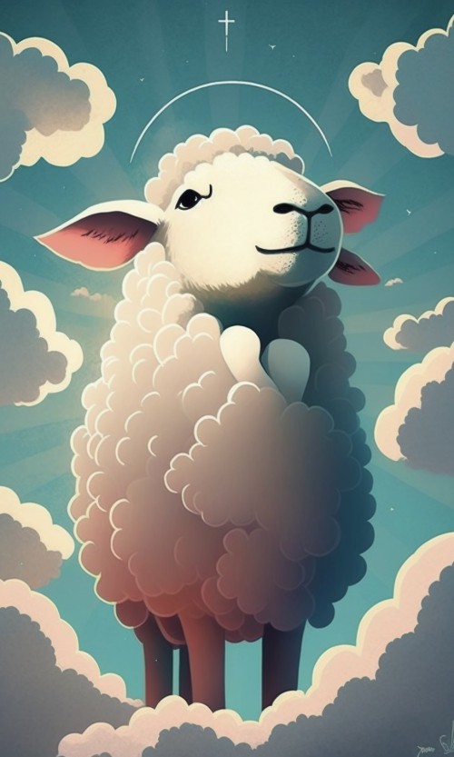 ichowck the sheep Prayer faith happy sky colored Cartoon art st e12e40d6 5962 421f 9d52 7640a808b95b