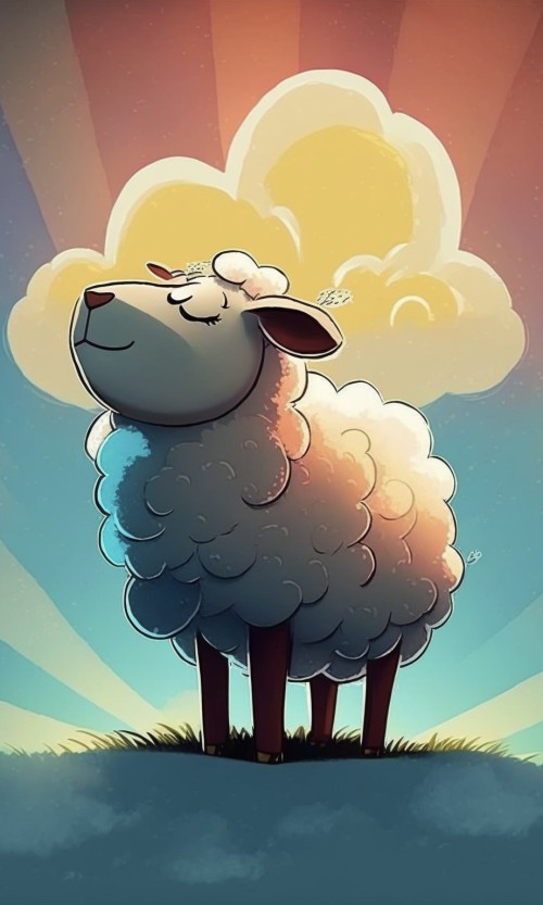 ichowck the sheep Prayer faith happy sky colored Cartoon art st 0638e457 92a9 4818 80d7 38851613895a