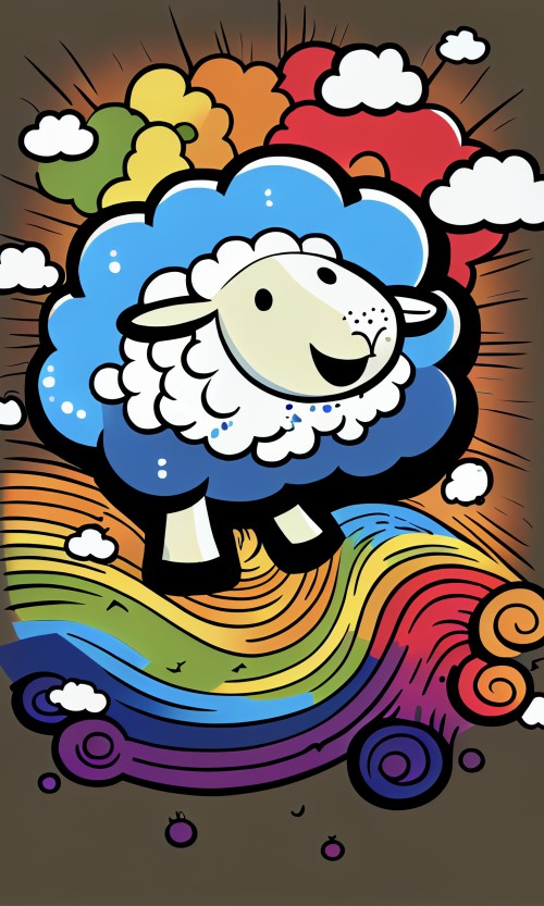 ichowck cartoon sheep abstract art Outline happy rainbow ca361734 6ac6 410e be8b cec1f502c4ef