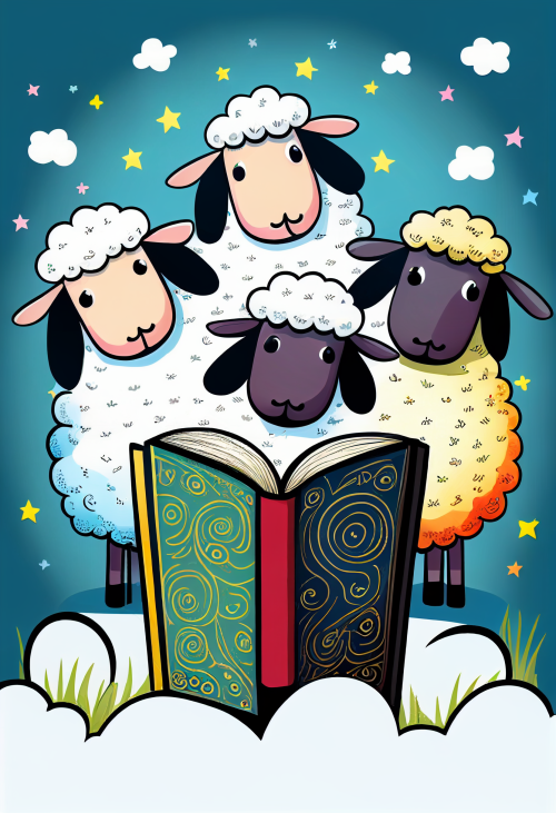 ichowck four sheep read bible faith happy sky colored cartoon s d16bd6b9 872b 4e7b 8b82 1a0381949c66