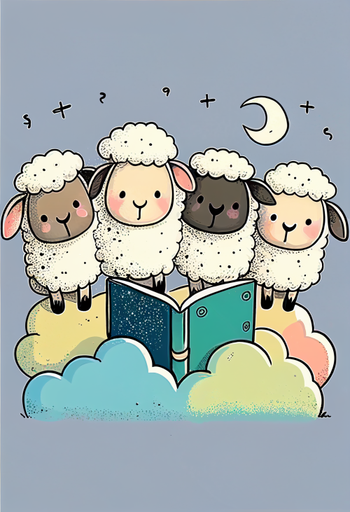 ichowck four sheep read bible faith happy sky colored cartoon s de757d7e 48e4 424d ad3f 1b0bc789184f