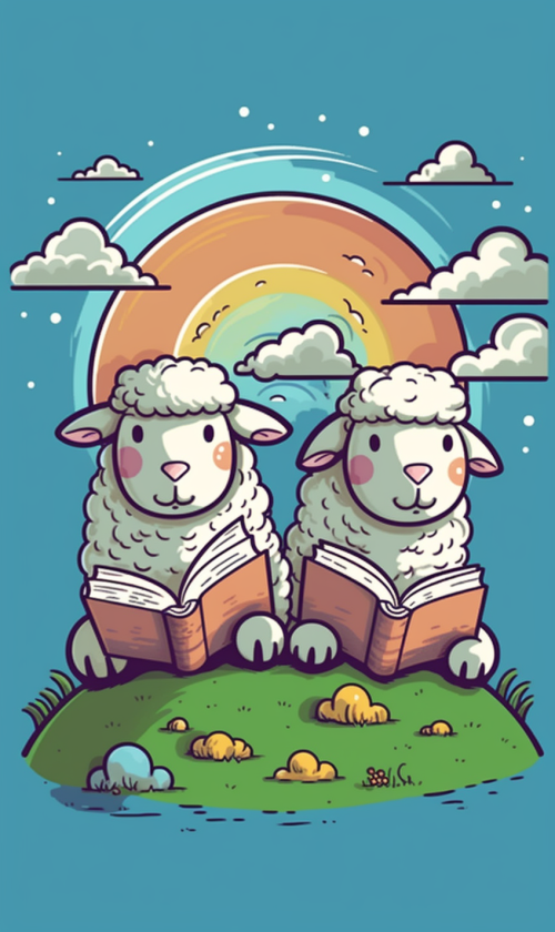 ichowck two sheep read bible faith happy sky colored cartoon st 0b78ffb2 07eb 4a77 9ffb 595f94440ae0