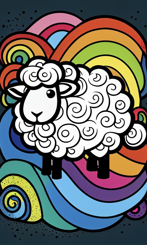 ichowck cartoon sheep abstract art Outline happy rainbow 22d408b6 bf88 4847 870e 12f94cca8987