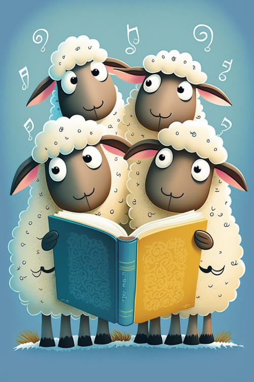 ichowck four sheep read bible faith happy sky colored cartoon s 57f08017 dd58 4bb4 97c1 10daaa95e5a2