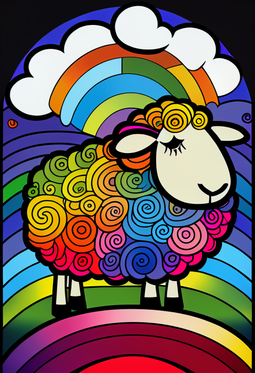 ichowck cartoon sheep abstract art Outline happy rainbow 7a567b52 00e8 4d3c 8f43 7ed1558788de