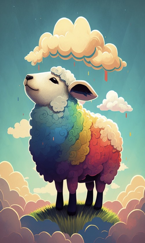 ichowck the sheep Prayer faith happy sky colored Cartoon art st 89c850b9 5ab0 4a5e 8faa 279dc07b647e