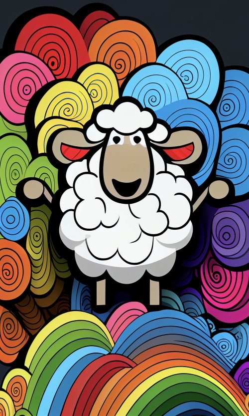 ichowck cartoon sheep abstract art Outline happy rainbow 08685310 d13e 4a28 a721 ad920d32584c