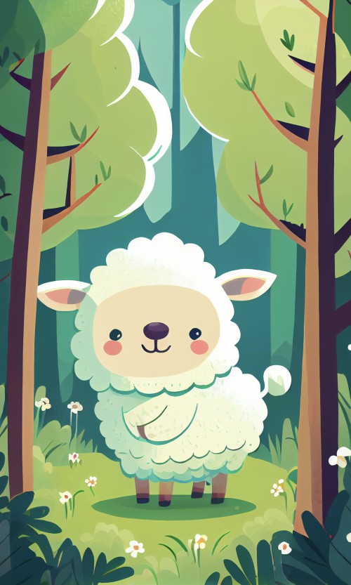 ichowck cute smiling sheep kids art forest background 43528f6d 95d0 4f2c 8bbd 16ae178b6c05