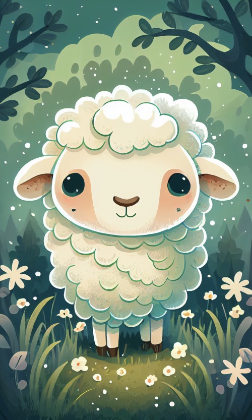 ichowck cute smiling sheep kids art forest background f1c9d2c4 19f2 4aa6 b25a fea54b92e70b