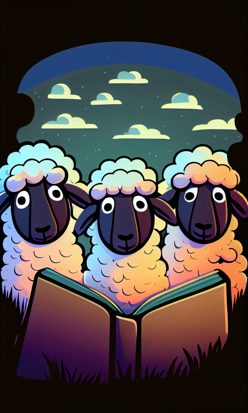 ichowck Three sheep read bible faith happy sky colored cartoon e56ba95c 511e 4eba ac4b 2844c15cae2a