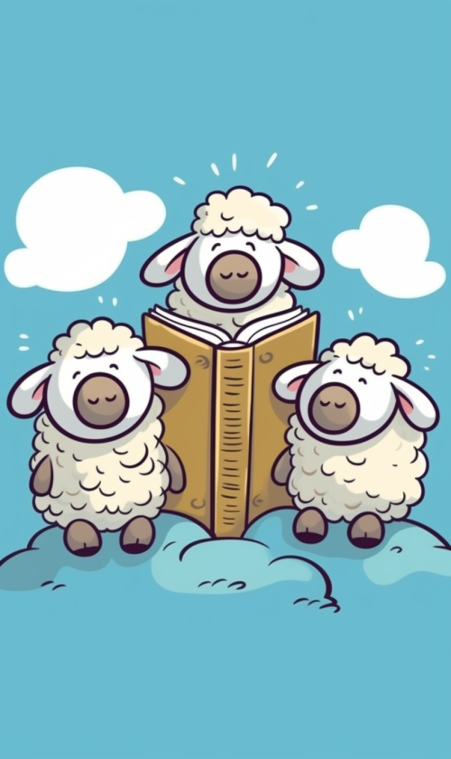 ichowck three sheep read bible faith happy sky colored cartoon 81b81169 47f2 46b1 866e eeb9d25862e8