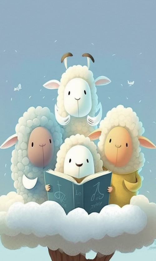 ichowck four sheep read bible faith happy sky colored cartoon s a6fa475e 6547 4bec 9f93 71fa52595317