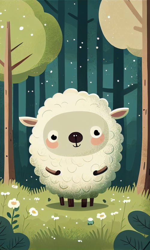 ichowck cute smiling sheep kids art forest background edfce2c2 2ac8 4273 b4f9 07245391bf85