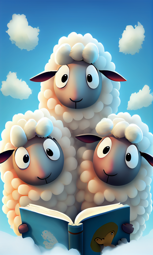 ichowck Three sheep read bible faith happy sky colored cartoon 66c94200 d131 4509 95a4 b628d1851305