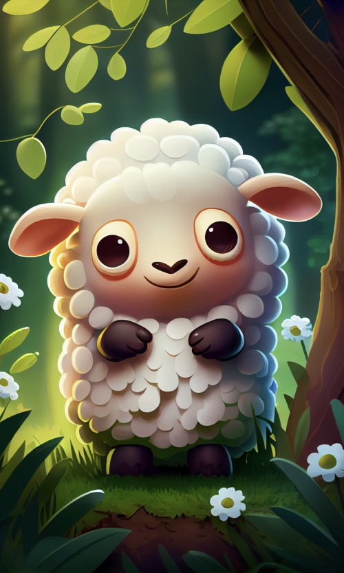 ichowck cute smiling sheep kids art forest background 961d0ab2 232e 4148 88ec 6441dd1792a0