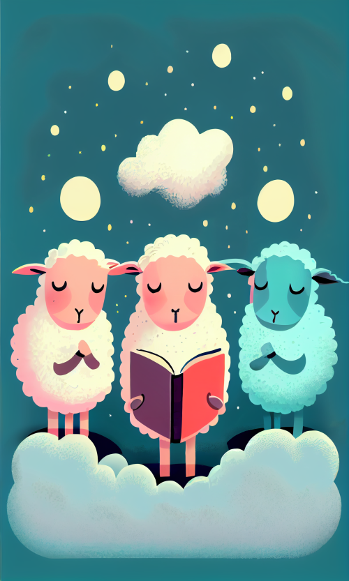 ichowck Three sheep read bible faith happy sky colored cartoon 81892f7c 0873 45cf 8039 72a1a139070a