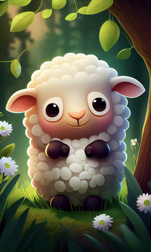 ichowck cute smiling sheep kids art forest background 4693eddf b90c 445a b860 ec6e9c5ad3ab