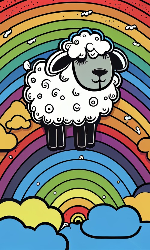 ichowck cartoon sheep abstract art Outline happy rainbow 86c47470 6a6c 4d20 b385 c2ed8ec2be0d