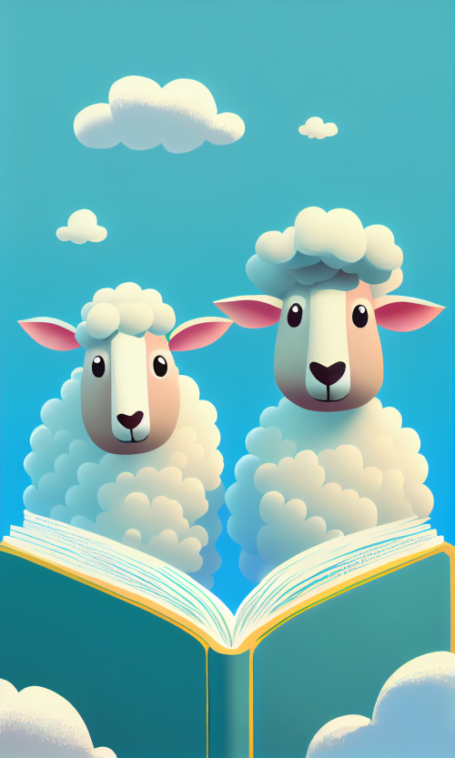 ichowck two sheep read bible faith happy sky colored cartoon st bfe16db9 cd2c 4fbd 9736 fe9f22a2b77c